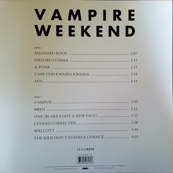 Vampire Weekend - Vampire Weekend | XL Recordings (XLLP318) - 2