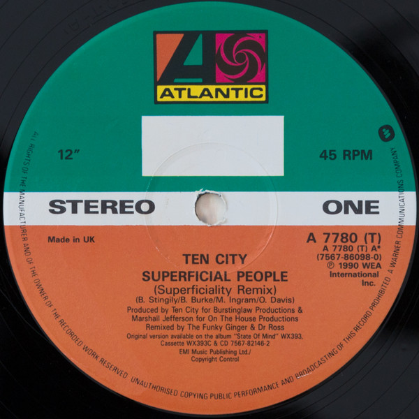Ten City - Superficial People | Atlantic (A7780T) - 3