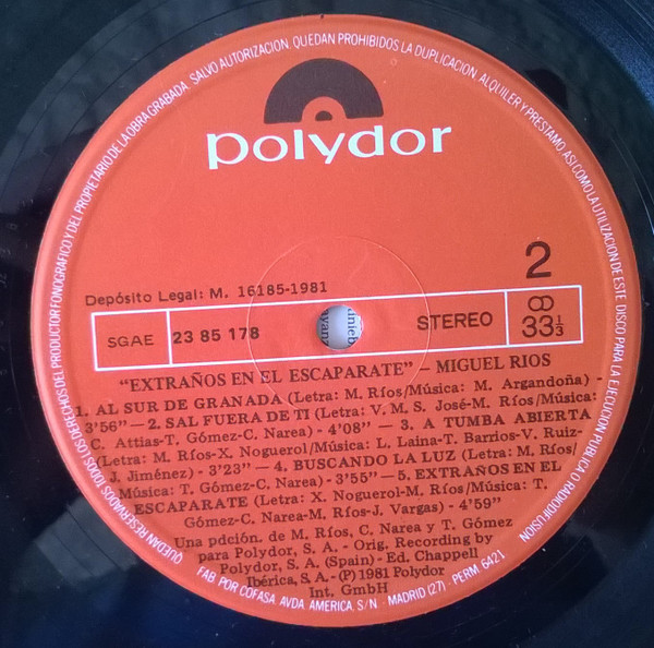 Miguel Ríos - Extraños En El Escaparate | Polydor (23 85 178) - 4