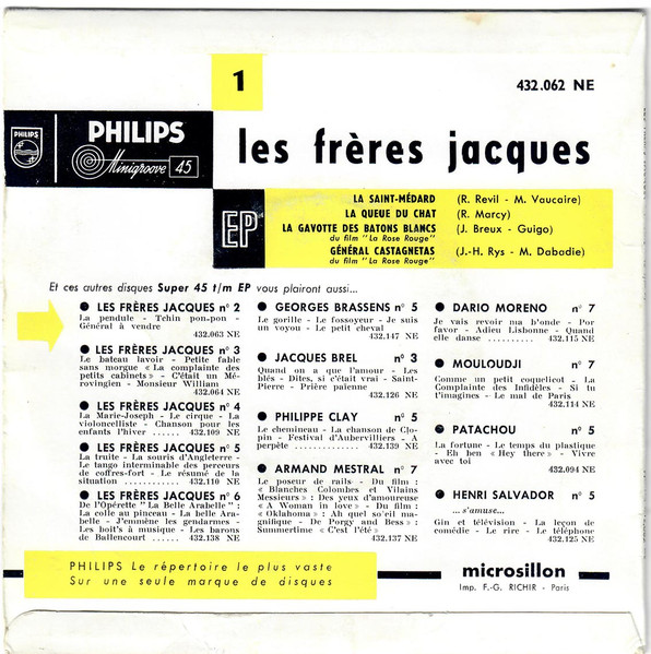 Les Frères Jacques - 1 - La Saint-Médard | Philips (432.062 BE) - 2