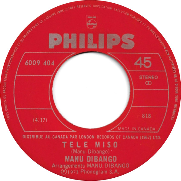Manu Dibango - Dikalo / Tele Miso | Philips (6009 404) - 2