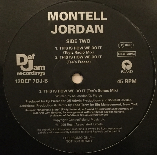 Montell Jordan - This Is How We Do It (Todd Terry Remixes) | Def Jam Recordings (12DEF 7DJ) - 2