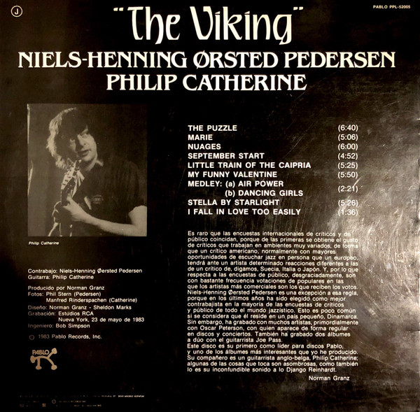 Niels-Henning Ørsted Pedersen , Philip Catherine - The Viking | Pablo Records (PPL-52005) - 2