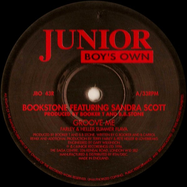 Bookstone Featuring Sandra Scott - Groove Me | Junior Boy's Own (JBO 43R)