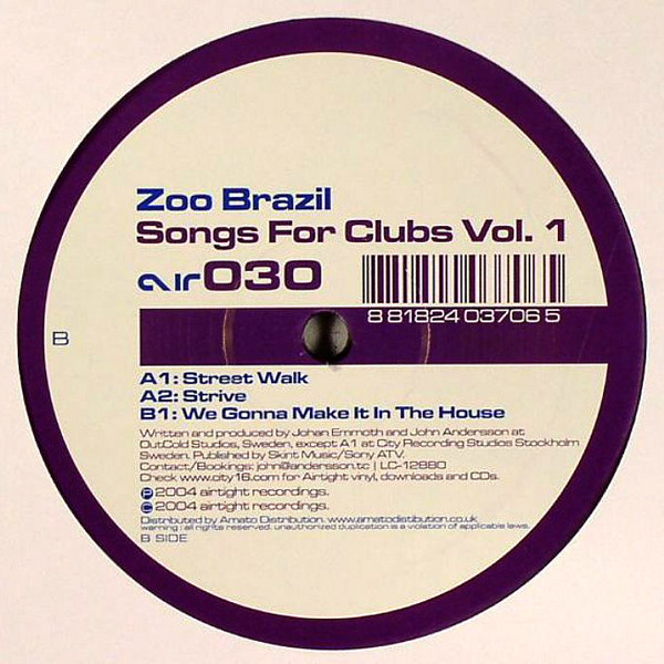 Zoo Brazil - Songs For Clubs Vol. 1 | Airtight (AIR 030)