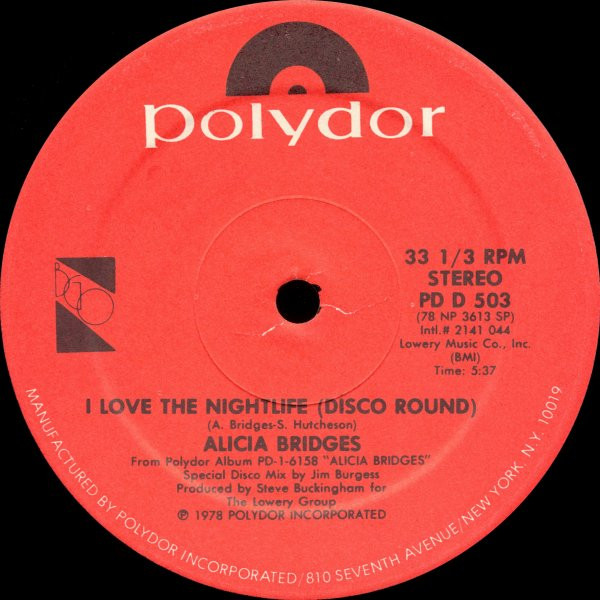Alicia Bridges - I Love The Nightlife (Disco Round) | Polydor (PD D 503) - 3