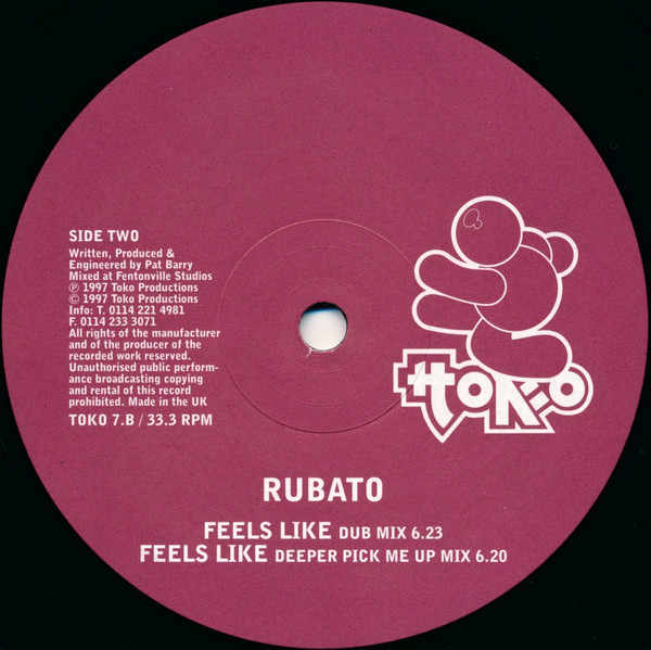 Rubato - Here's To You / Feels Like | Toko Records (TOKO 7) - 2 Rubato - Here's To You / Feels Like | Toko Records (TOKO 7) - 2