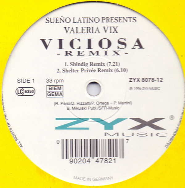 Sueño Latino Presents Valeria Vix - Viciosa (Remix) | ZYX Music (ZYX 8078-12) - 2