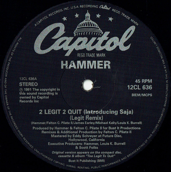 Hammer - 2 Legit 2 Quit | Capitol Records (12CL 636)