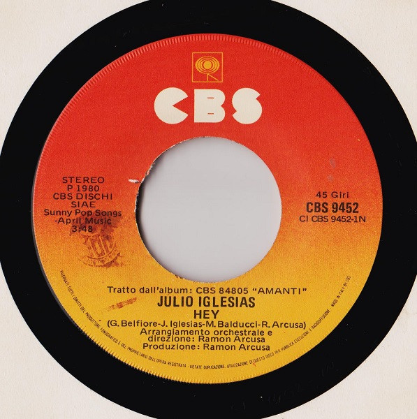 Julio Iglesias - Hey | CBS (CBS 9452) - 3