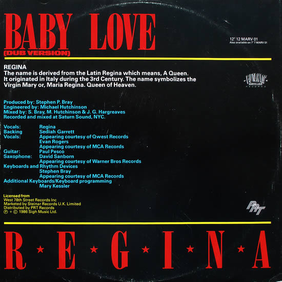 Regina - Baby Love | Funkin' Marvellous Records (12 MARV 01) - 2