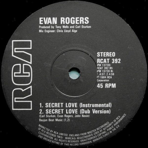 Evan Rogers - Secret Love | RCA (RCAT 392) - 4