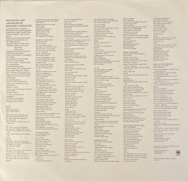 Carpenters - Voice Of The Heart [Vinyl] | A&M Records (SP-4954) - 3