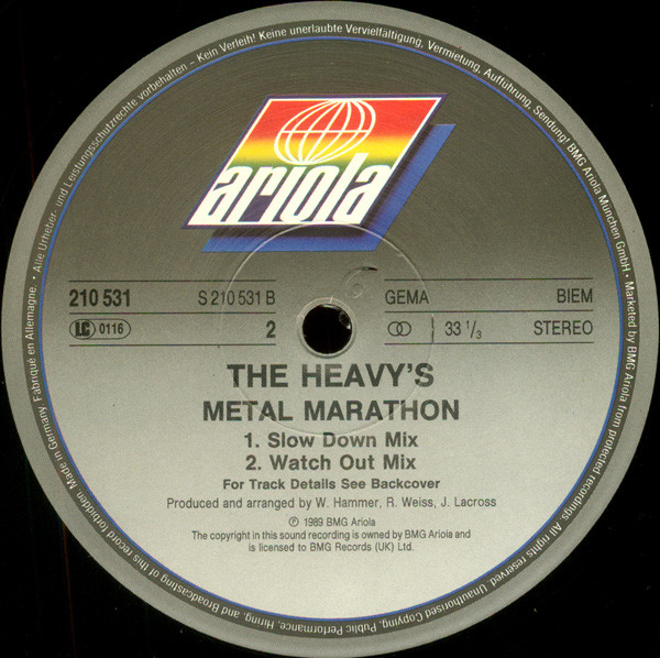 The Heavys - Metal Marathon | Ariola (210 531) - 3