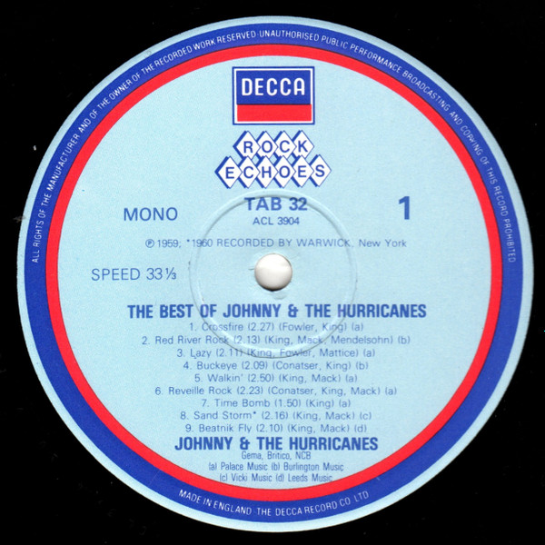 Johnny And The Hurricanes - The Best Of | London Records (TAB32) - 3