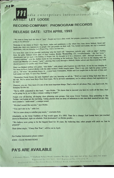 Let Loose - Crazy For You | Vertigo (VRXDJ 74) - 3