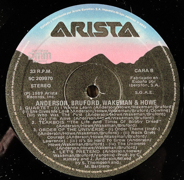 Anderson Bruford Wakeman Howe - Anderson Bruford Wakeman Howe | Arista (5C 209970) - 4