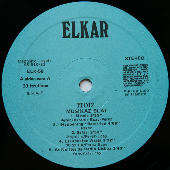 Itoiz - Musikaz Blai | Elkar (ELK 58) - 2
