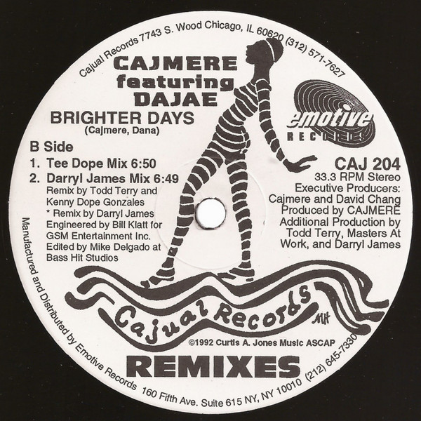 Cajmere Featuring Dajaé - Brighter Days (Remixes) | Cajual Records (CAJ 204-1) - 2