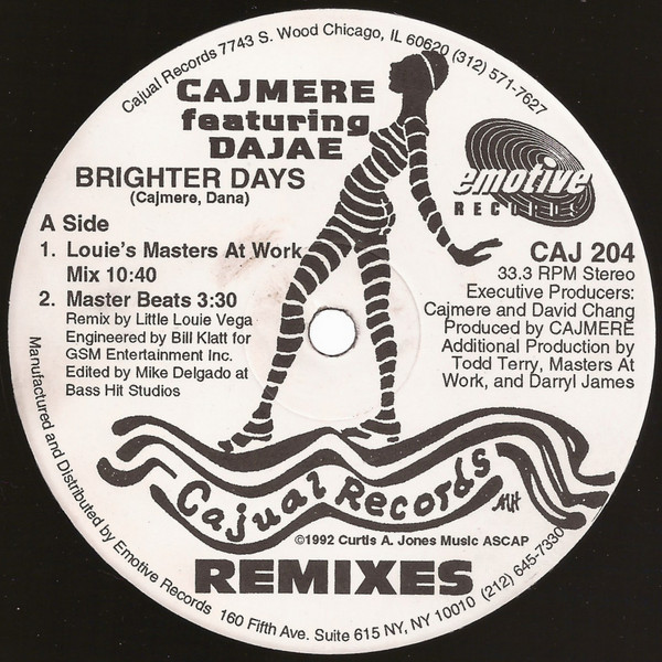 Cajmere Featuring Dajaé - Brighter Days (Remixes) | Cajual Records (CAJ 204-1) - main
