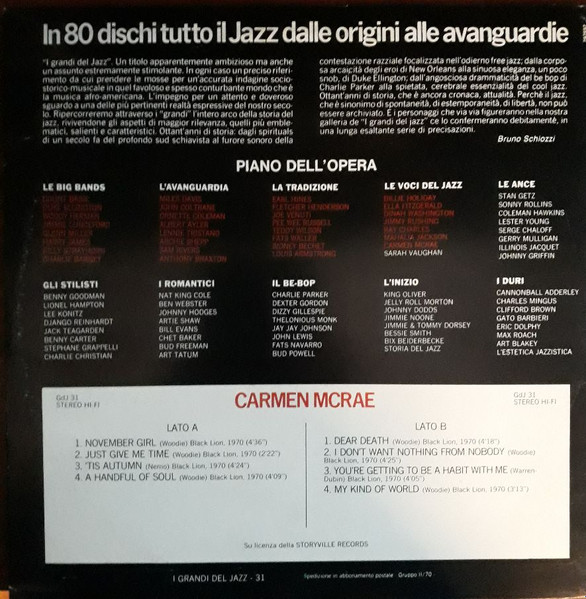 Carmen McRae - Carmen McRae | Fabbri Editori (GdJ 31) - 2