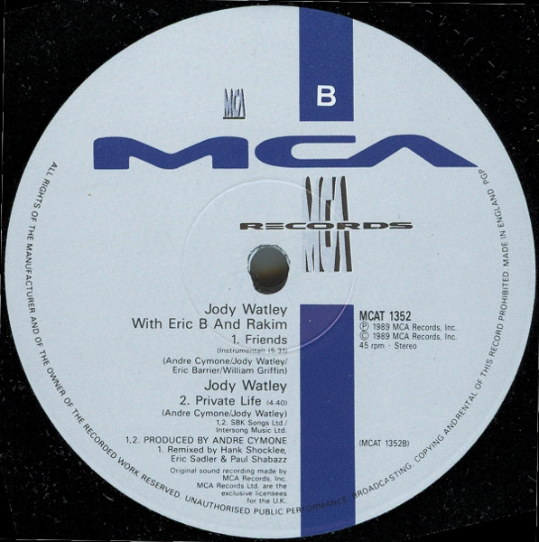 Jody Watley With Eric B. & Rakim - Friends | MCA Records (MCAT 1352) - 4