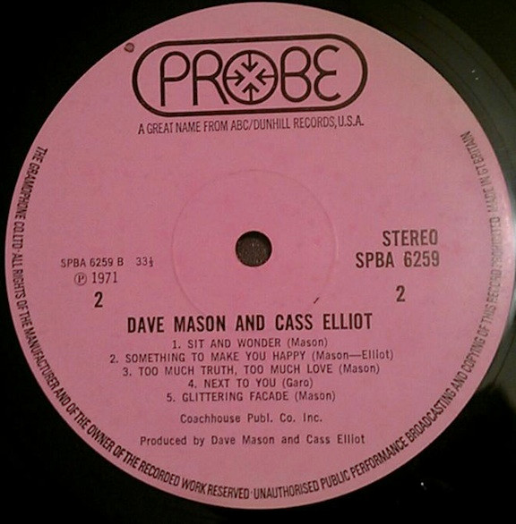 Dave Mason & Cass Elliot - Dave Mason & Cass Elliot | Probe (SPBA 6259) - 2 Dave Mason & Cass Elliot - Dave Mason & Cass Elliot | Probe (SPBA 6259) - 2