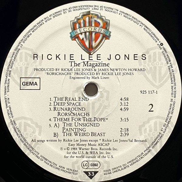 Rickie Lee Jones - The Magazine | Warner Bros. Records (925 117-1) - 4 Rickie Lee Jones - The Magazine | Warner Bros. Records (925 117-1) - 4