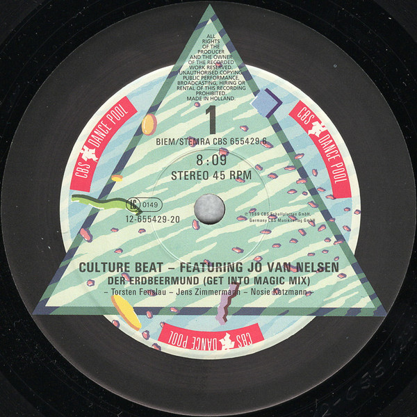 Culture Beat  &  Jo Van Nelsen - Der Erdbeermund | CBS Dance Pool (CBS 655429 6) - 3