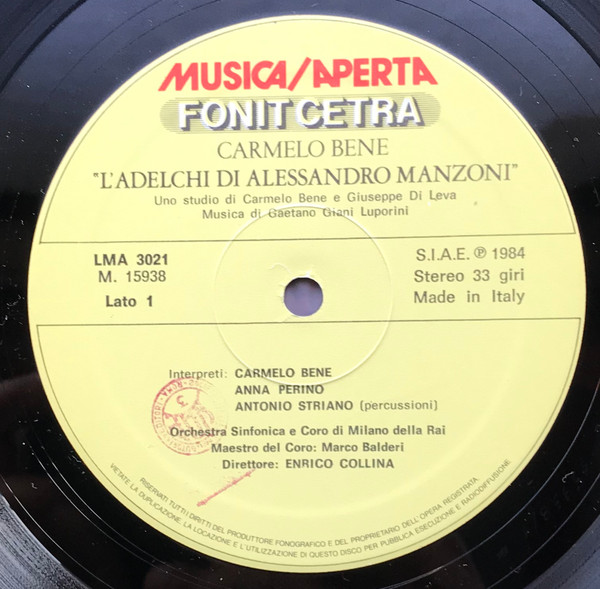 Carmelo Bene - L'Adelchi Di Alessandro Manzoni | Fonit Cetra (LMA 3021) - 3