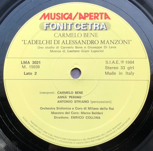 Carmelo Bene - L'Adelchi Di Alessandro Manzoni | Fonit Cetra (LMA 3021) - 4