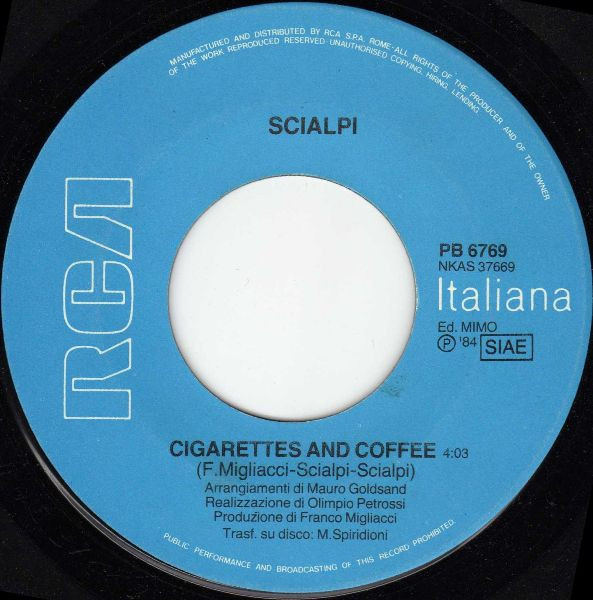 Scialpi - Cigarettes And Coffee / Pioggia | RCA (PB 6769) - 3