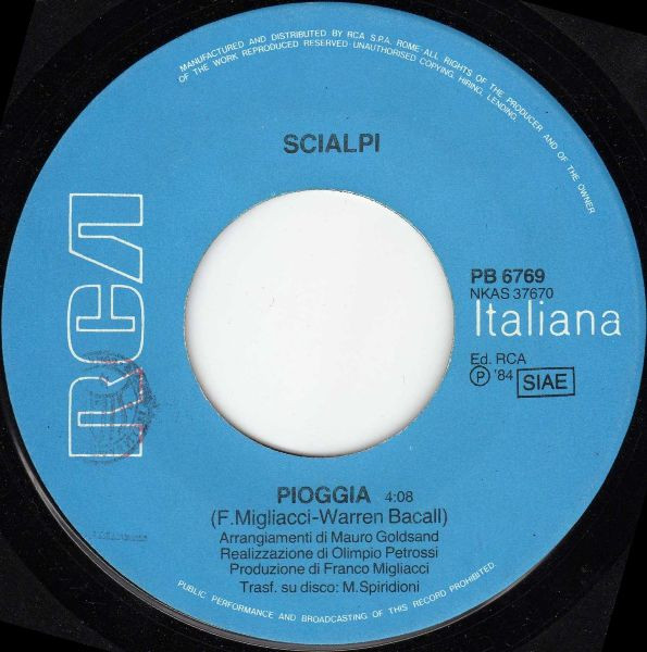 Scialpi - Cigarettes And Coffee / Pioggia | RCA (PB 6769) - 4