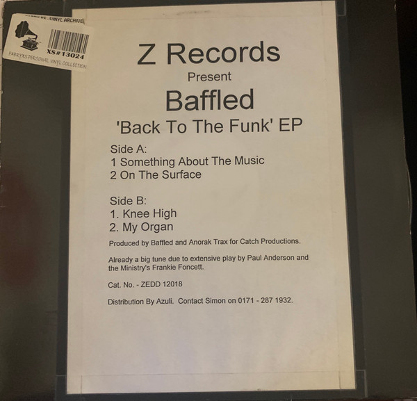Baffled - Back To Funk EP | Z Records (ZEDD 12018)