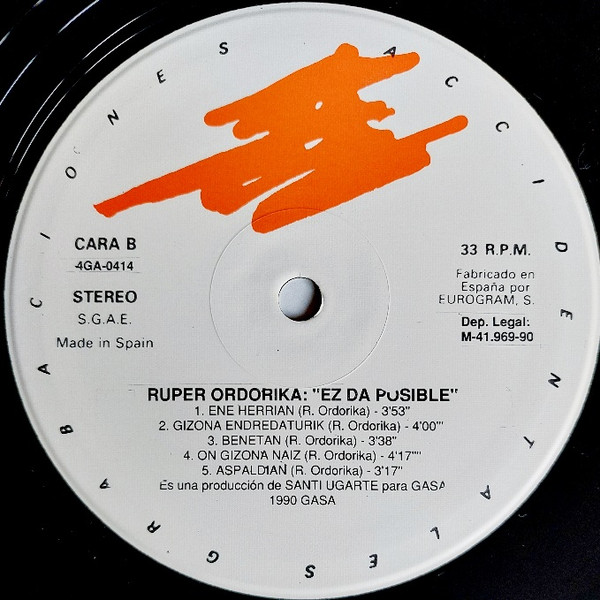 Ruper Ordorika - Ez Da Posible | GASA (4GA-0414) - 3