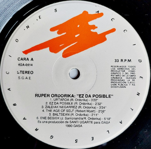 Ruper Ordorika - Ez Da Posible | GASA (4GA-0414) - 4