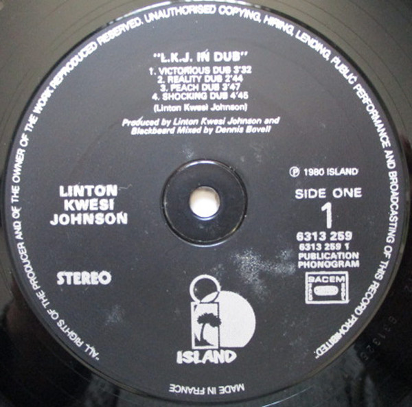Linton Kwesi Johnson - LKJ In Dub | Island Records (6313 259) - 3