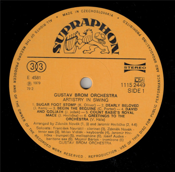 Gustav Brom - Gustav Brom Hraje Swing | Supraphon (1115 2449) - 3