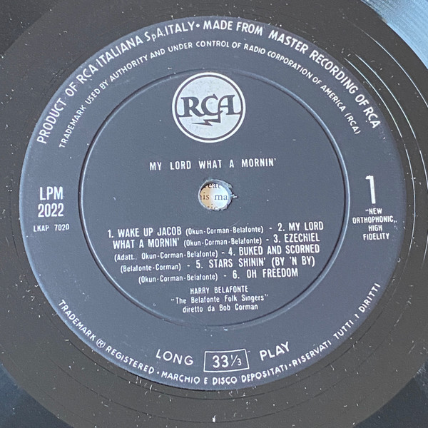 Harry Belafonte - My Lord What A Mornin' | RCA Italiana (LPM 2022) - 3 Harry Belafonte - My Lord What A Mornin' | RCA Italiana (LPM 2022) - 3