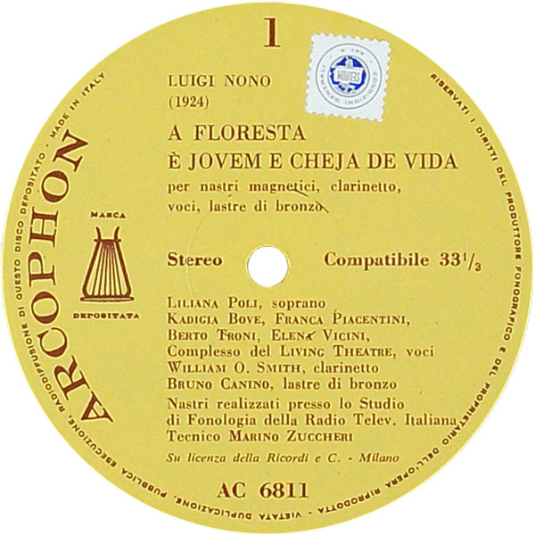 Luigi Nono - A Floresta É Jovem E Cheja De Vida | Arcophon (AC 6811) - 4 Luigi Nono - A Floresta É Jovem E Cheja De Vida | Arcophon (AC 6811) - 4