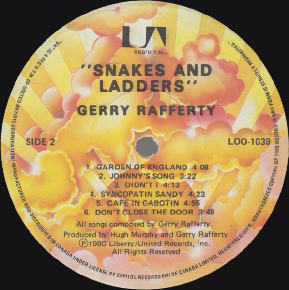 Gerry Rafferty - Snakes And Ladders | United Artists Records (LOO-1039) - 4