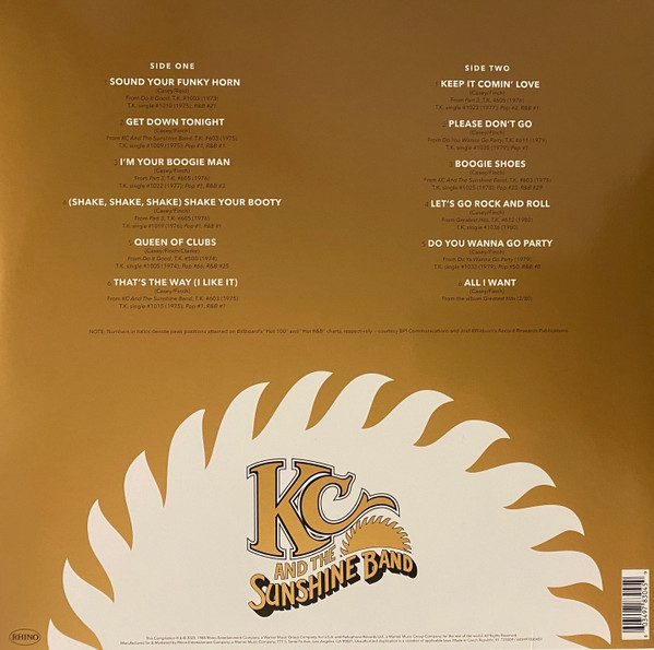 KC & The Sunshine Band - The Best Of KC And The Sunshine Band | Rhino Records (R1 725509 / 603497830459) - 3