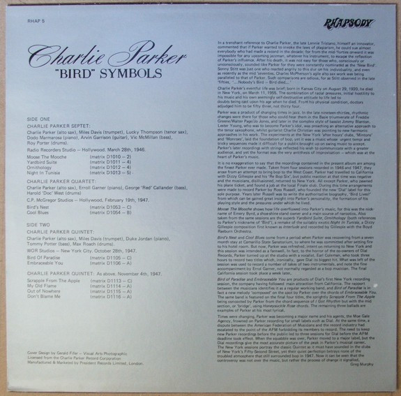 Charlie Parker - "Bird" Symbols | Rhapsody (RHAP 5) - 2