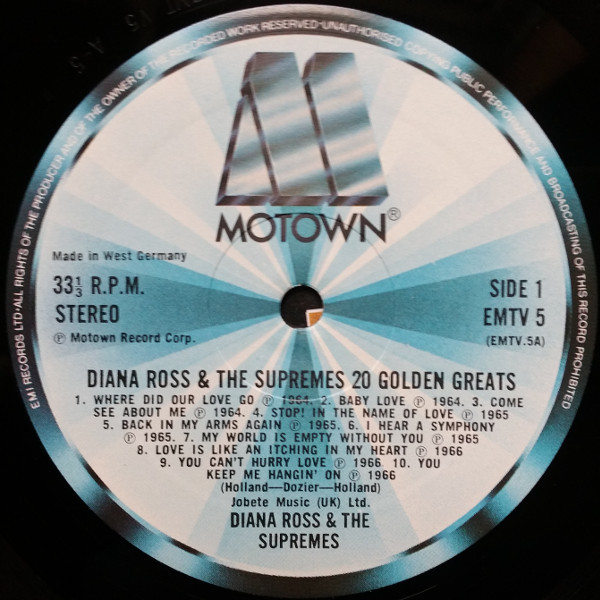 The Supremes - 20 Golden Greats | Motown (EMTV 5) - 2