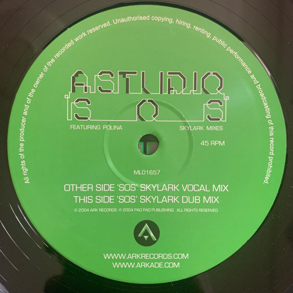 A Studio Featuring Polina - SOS (Skylark Mixes) | Ark Records (ML01657) - 3
