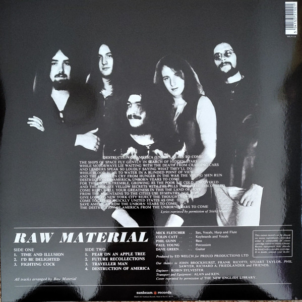 Raw Material - Raw Material | Sunbeam Records (SBRLP5110) - 2