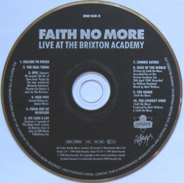 Faith No More - Live At The Brixton Academy | Slash (828 238-2) - 3