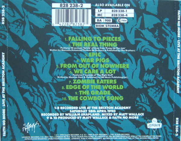 Faith No More - Live At The Brixton Academy | Slash (828 238-2) - 2