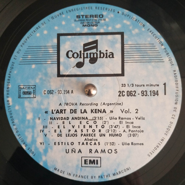 Uña Ramos - L'Art De La Kena Vol. 2 | Pathé (2 C 062-93.194) - 3
