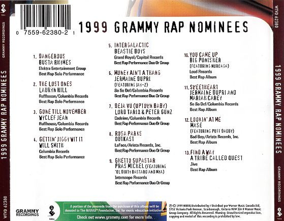 Various - 1999 Grammy Rap Nominees | Grammy Recordings (WTVD 62380) - 4